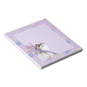 Fairy Fantasy Art Blasslila Blumiges Notizbuch Notizblock
