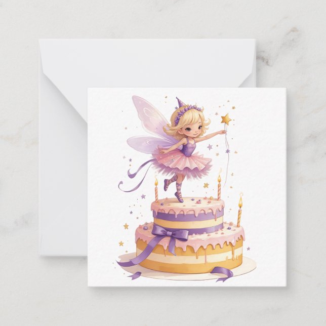 Fairy Fantasy Birthday Note Card Mitteilungskarte (Vorderseite)