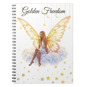 Fairy Fantasy blonde Girl Cloud sitzt magisch Notizblock