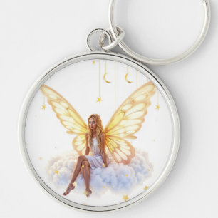Fairy Fantasy blonde Girl Cloud sitzt magisch Schlüsselanhänger
