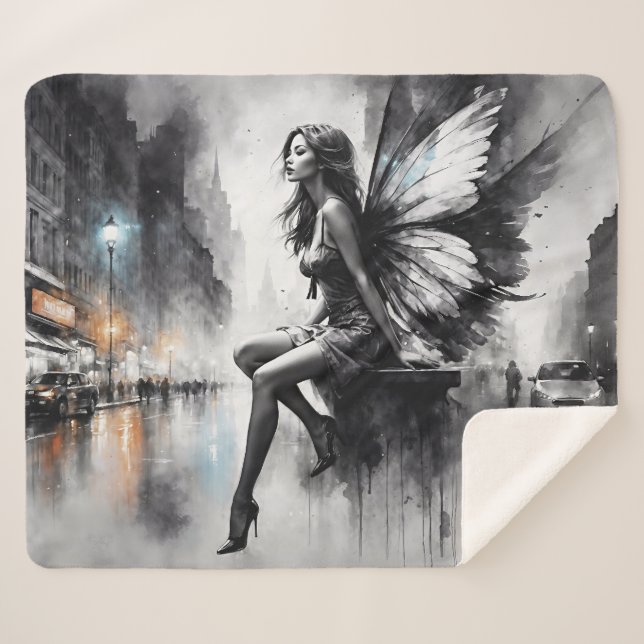 Fairy Fantasy regnerische Nachtstraßen träumen Wel Sherpadecke (Vorderseite (Horizontal))