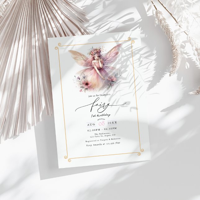 Fairy First 1. Geburtstag Party Einladung (Fairy First 1st Birthday Party Invitation)