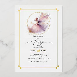 Fairy First 1. Geburtstag Party Folieneinladung