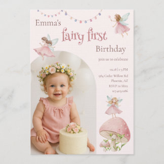 Fairy First 1st Birthday Enchanted Magical Einladung