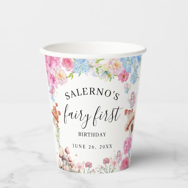 Fairy First Birthday 1. Geburtstag Papier Napkin Pappbecher (Vorderseite)