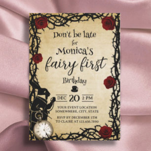 Fairy First Birthday Alice im Wunderland Einladung