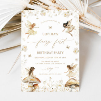 Fairy First Birthday Boho Einladung