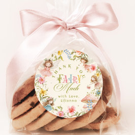 Fairy First Birthday Colorful Bright Thank you Runder Aufkleber