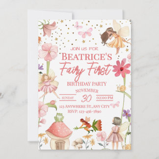Fairy First Birthday Einladung