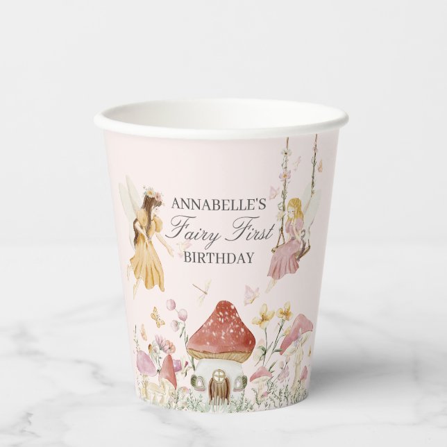 Fairy First Birthday Enchanted Tea Party Pappbecher (Vorderseite)
