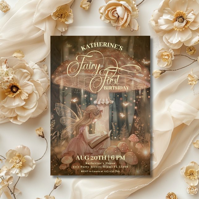 Fairy First Birthday Forest Mushroom Whimsical Einladung (Von Creator hochgeladen)