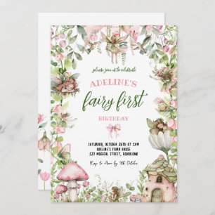 Fairy First Birthday Forest Watercolor Niedlich Gi Einladung