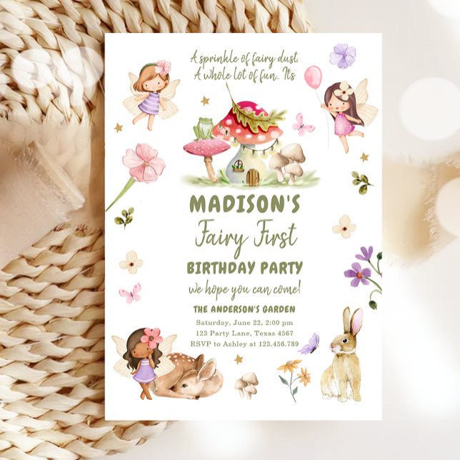 Fairy First Birthday Girl 1. Fairy Forest Magical Einladung (Von Creator hochgeladen)