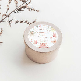 Fairy First Birthday Girl Runder Aufkleber