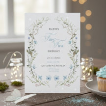 Fairy First Birthday Invitation | Elegant Blue 