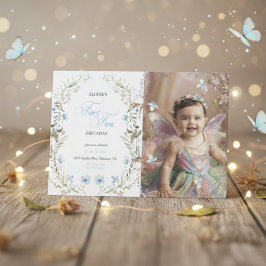 Fairy First Birthday Invitation | Floral Photo  Einladung