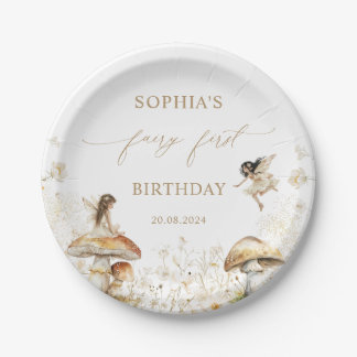 Fairy First Birthday Party Boho Pappteller