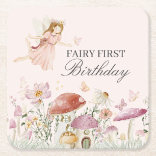 Fairy First Birthday Party Dekor Rechteckiger Pappuntersetzer