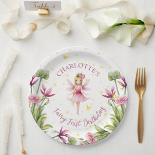 Fairy First Birthday Party Paper Plate Pappteller