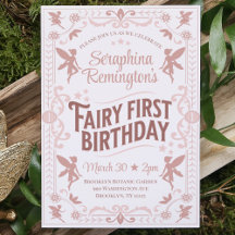 Fairy First Birthday Pink Sweet Girls Bday Party