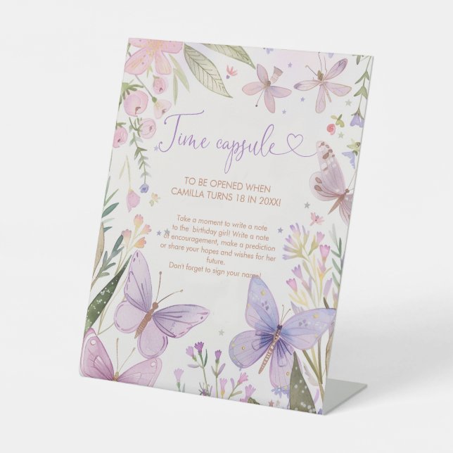 Fairy First Birthday Time Kapsel Sockelschild (Vorderseite)