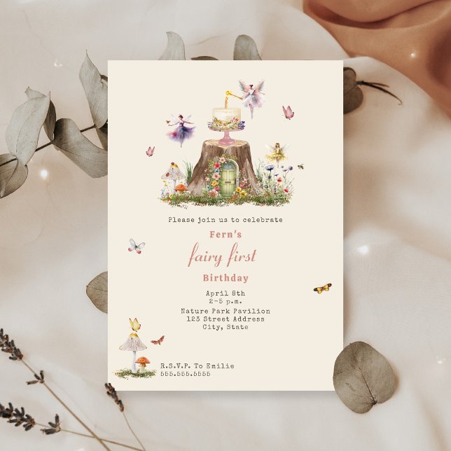 Fairy First Birthday Woodland Fairy Garden Einladung (Von Creator hochgeladen)
