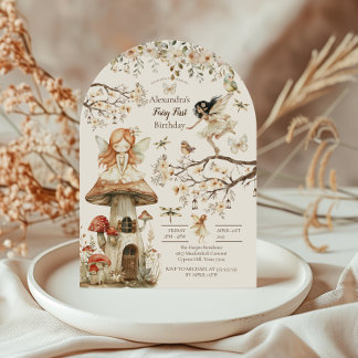 Fairy First Birthday Woodland Floral Einladung