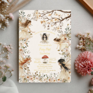 Fairy First Birthday Woodland Floral Einladung