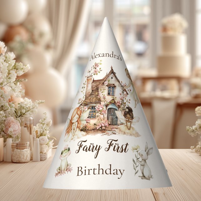 Fairy First Birthday Woodland Floral Partyhütchen (Von Creator hochgeladen)