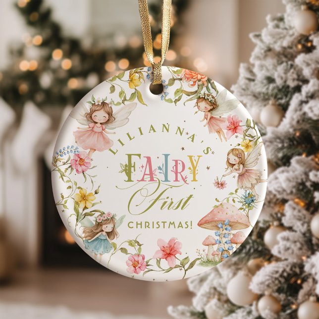 Fairy First Christmas 1st Birthday Photo Keramik Ornament (Von Creator hochgeladen)