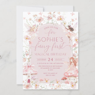 Fairy First Enchanted Garden Fairy Girl Geburtstag Einladung