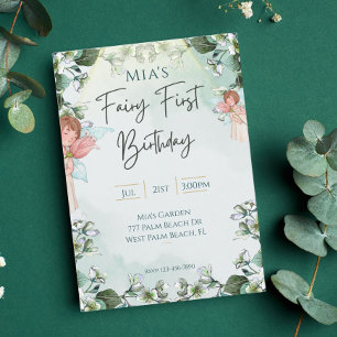 Fairy First Enchanted Woodland 1. Geburtstag Einladung