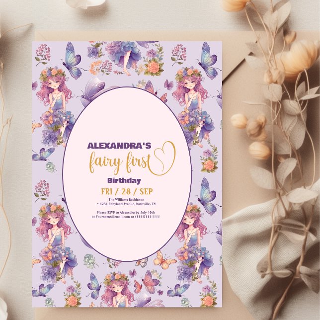 Fairy First Enchanted Woodland 1. Geburtstag Einladung (Von Creator hochgeladen)