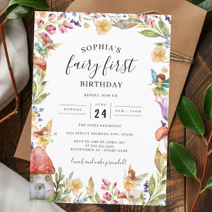 Fairy First Geburtstag 1. Geburtstag Einladung