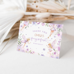 Fairy First Girl Birthday Party Dankeskarte