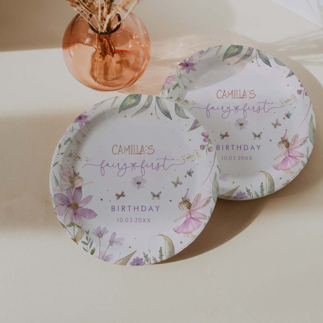 Fairy First Girl Birthday Party Pappteller (Von Creator hochgeladen)