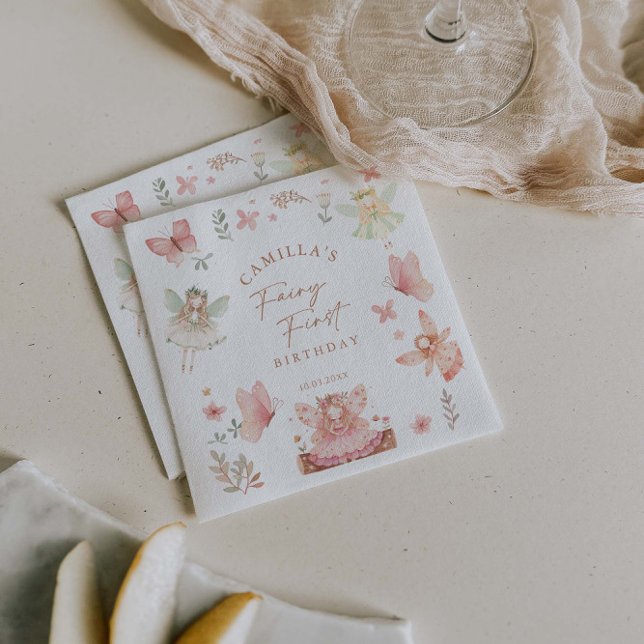 Fairy First Girl Birthday Party Serviette (Von Creator hochgeladen)