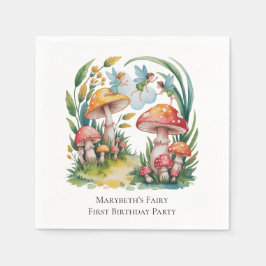 Fairy First Girl Birthday Party Serviette