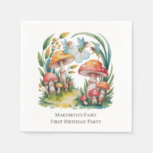 Fairy First Girl Birthday Party Serviette