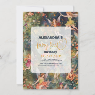 Fairy First Girl's 1. Geburtstag Einladung