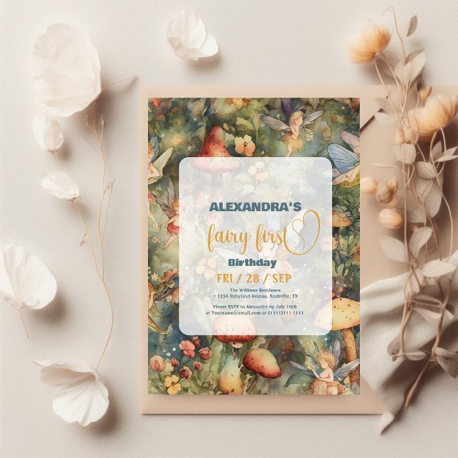Fairy First Girl's 1. Geburtstag Einladung (Von Creator hochgeladen)