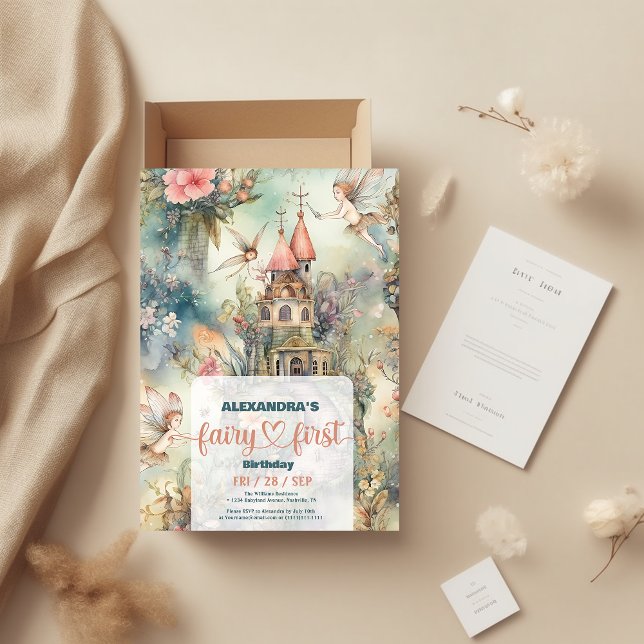 Fairy First Girl's 1. Geburtstag Einladung (Von Creator hochgeladen)