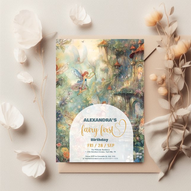 Fairy First Girl's 1. Geburtstag Einladung (Von Creator hochgeladen)