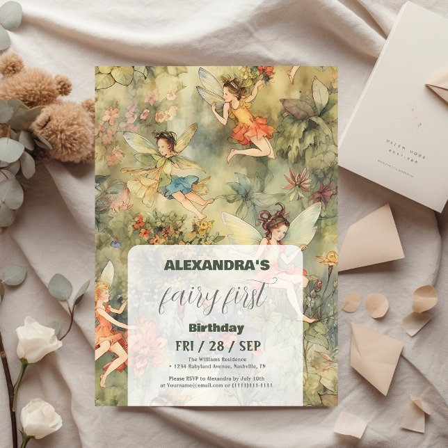 Fairy First Girl's 1. Geburtstag Einladung (Von Creator hochgeladen)
