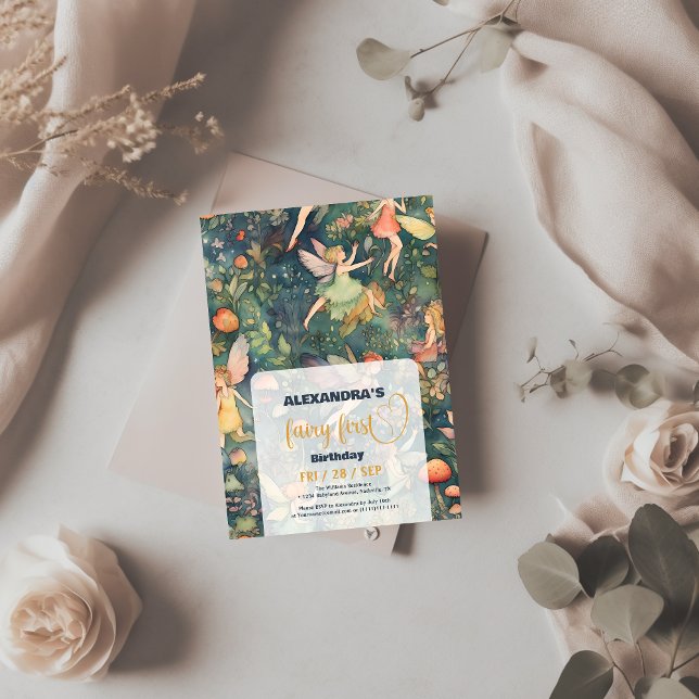 Fairy First Girl's 1. Geburtstag Einladung (Von Creator hochgeladen)