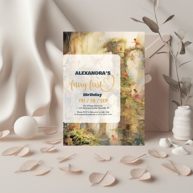 Fairy First Girl's 1. Geburtstag Einladung (Von Creator hochgeladen)