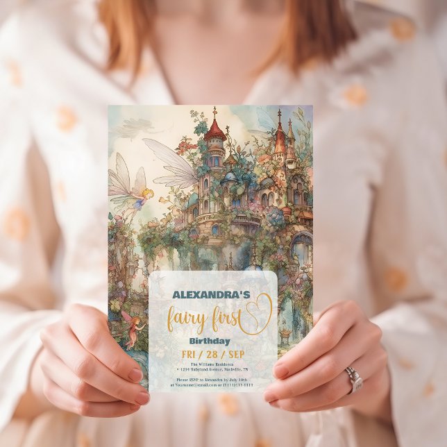 Fairy First Girl's 1. Geburtstag Einladung (Von Creator hochgeladen)