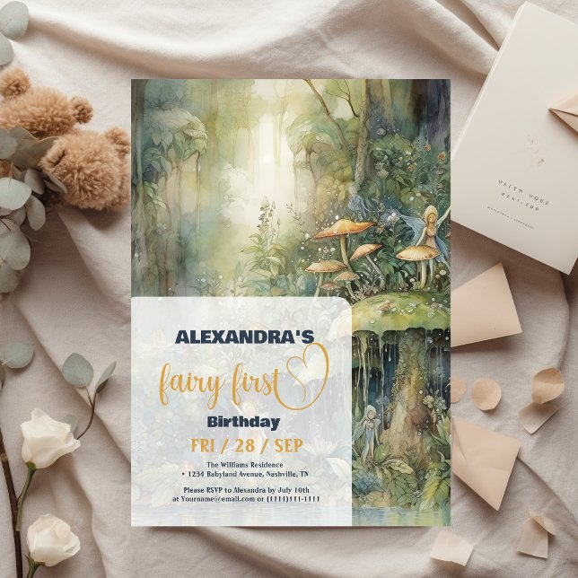 Fairy First Girl's 1. Geburtstag Einladung (Von Creator hochgeladen)