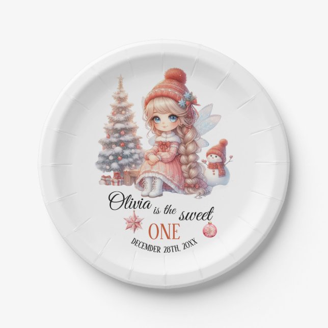 Fairy First Girl's 1. Geburtstag Pappteller (Vorderseite)