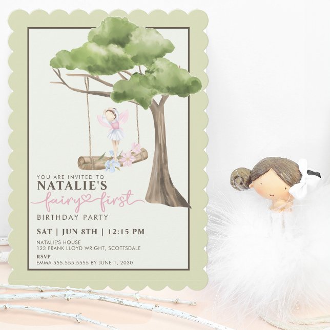 Fairy First Girl's 1. Geburtstag Party Personalisi Einladung (Von Creator hochgeladen)